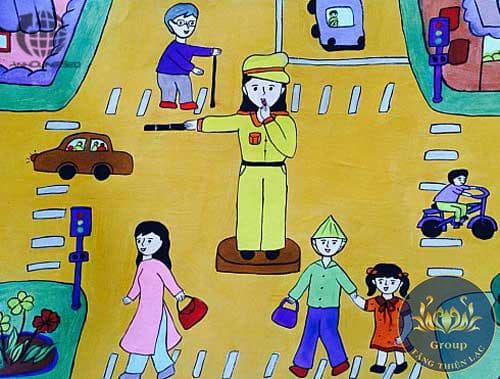 Vẽ tranh đề tài an toàn giao thông